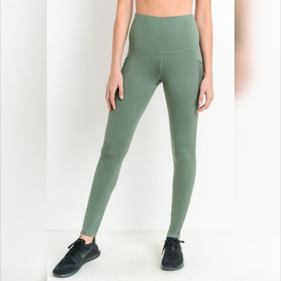Highwaist Splice Mesh Pocket Full Leggings - Kiwi - Picture 4 of 6